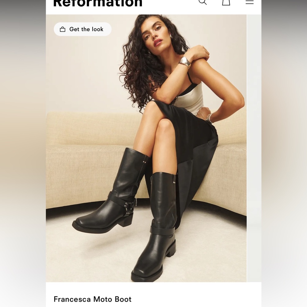 Reformation Francesca moto boot black 7.5